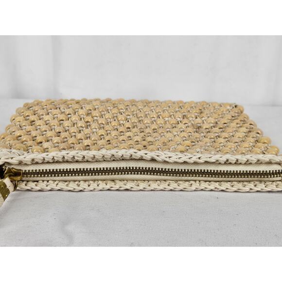 MADEWELL WOMEN'S 100% WOODEN BEADS 100% COTTON CORE POUCH PURSE STYLE A0742A - Picture 4 of 9